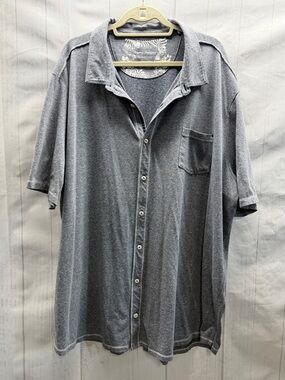 Tommy Bahama Heather Blue Island Zone Knit Button Down Short Sleeve Camp Shirt